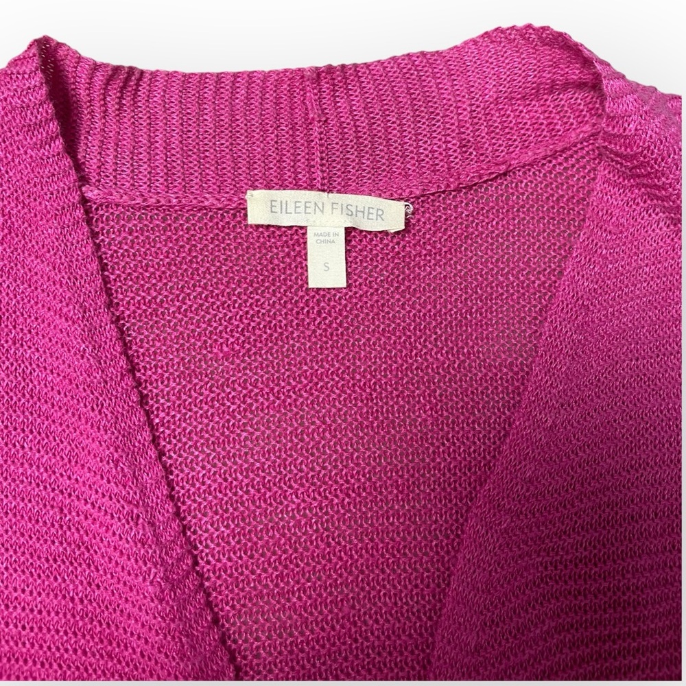 Eileen Fisher Cardigan Women's S Pink 100% Linen Short Sleeve Lagenlook - Picture 5 of 9